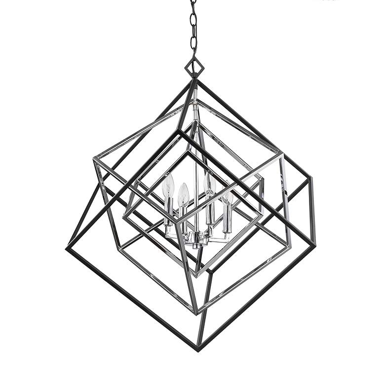Image 5 Z-Lite Euclide 29 1/2" Wide Matte Black and Chrome 4-Light Pendant more views