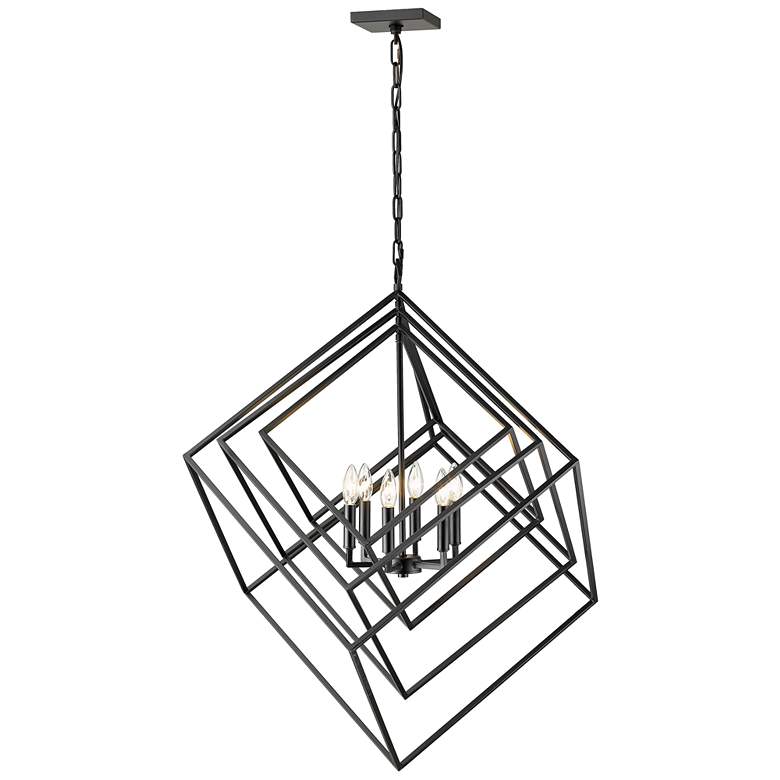 Image 2 Z-Lite Euclide 35 1/2" Wide 6-Light Matte Black Geometric Chandelier