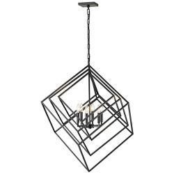 Z-Lite Euclide 35 1/2" Wide 6-Light Matte Black Geometric Chandelier