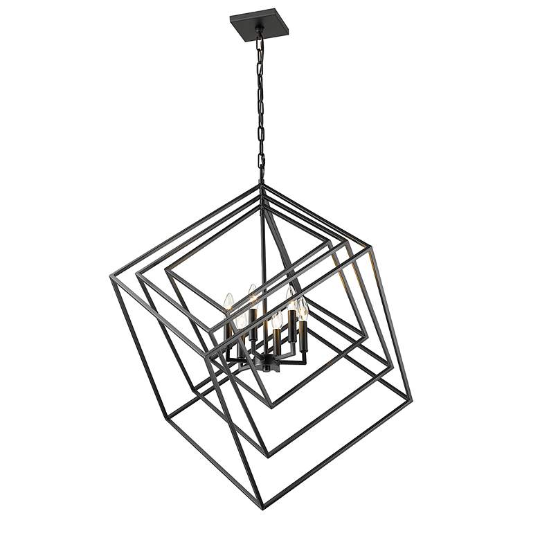 Image 5 Z-Lite Euclide 35 1/2" Wide 6-Light Matte Black Geometric Chandelier more views
