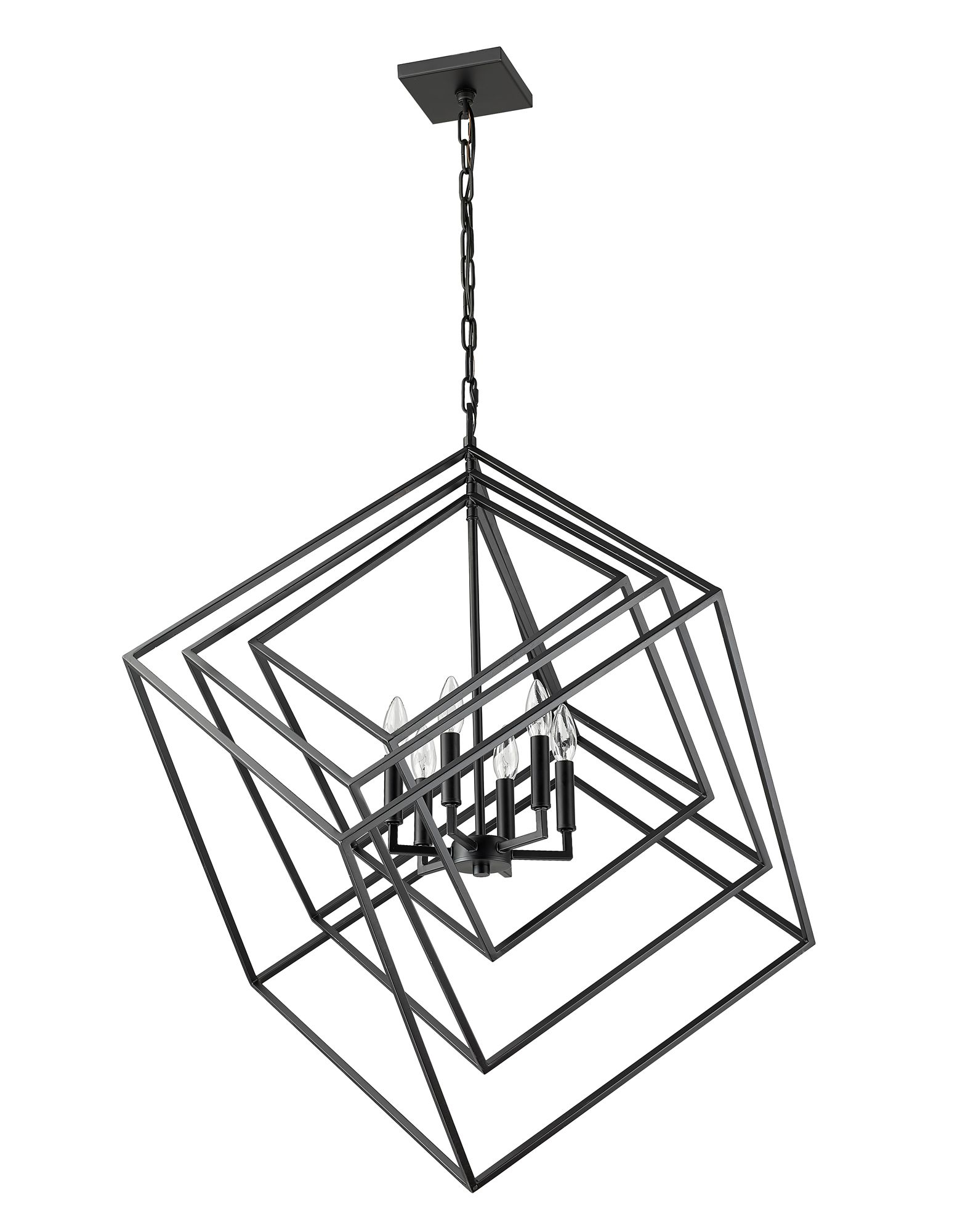 Z-Lite Euclide 35 1/2" Wide 6-Light Matte Black Geometric Chandelier