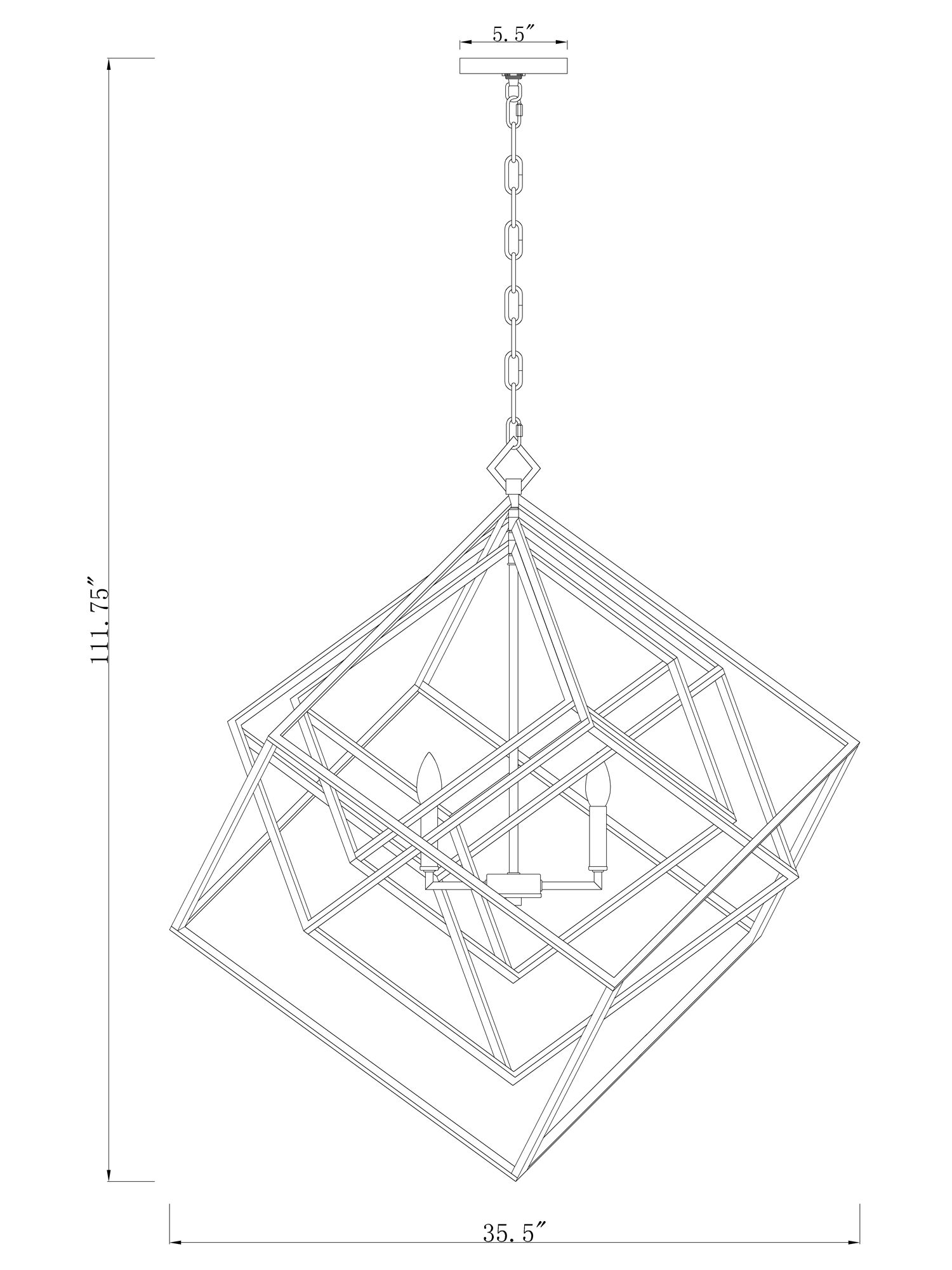 Z-Lite Euclide 35 1/2" Wide 6-Light Matte Black Geometric Chandelier