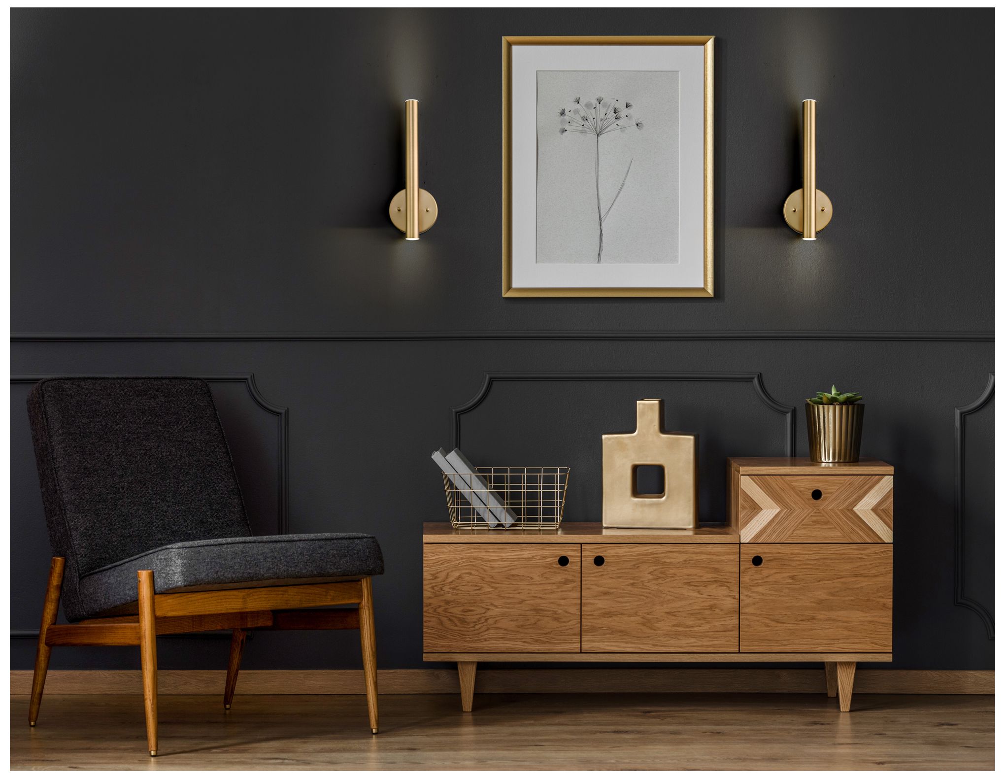 Image 3 Z-Lite Forest 13 3/4" High Modern Gold LED Wall Sconce more views