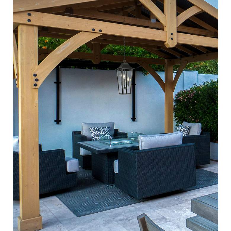 Image 2 Z-Lite Gannon 23" High Black 3-Light Outdoor Hanging Light more views