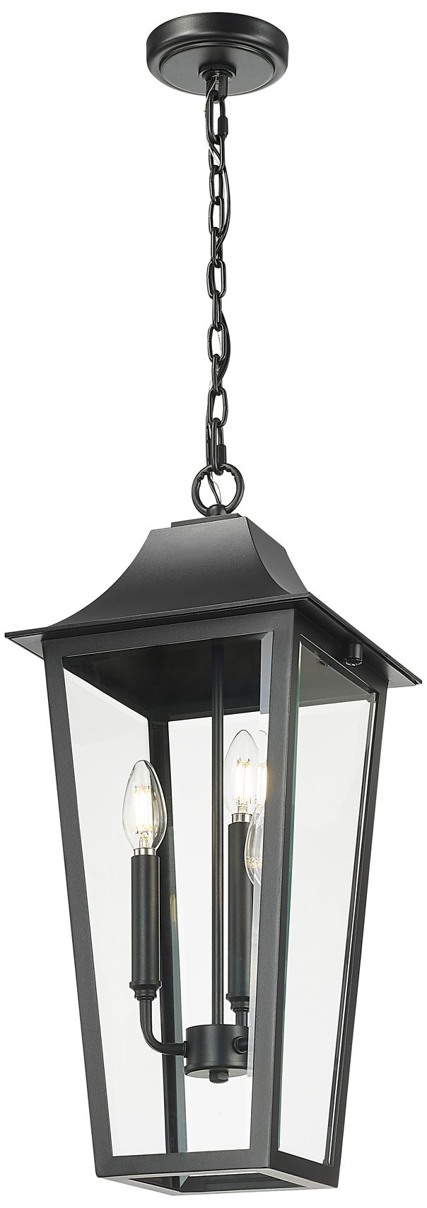 Thumbnail4 of Z-Lite Gannon 23" High Black 3-Light Outdoor Hanging Light more views