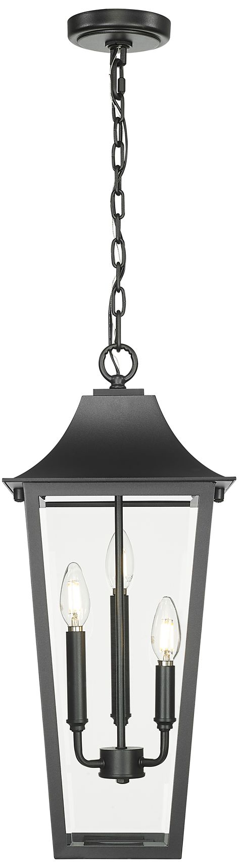 Z-Lite Gannon 23" High Black 3-Light Outdoor Hanging Light
