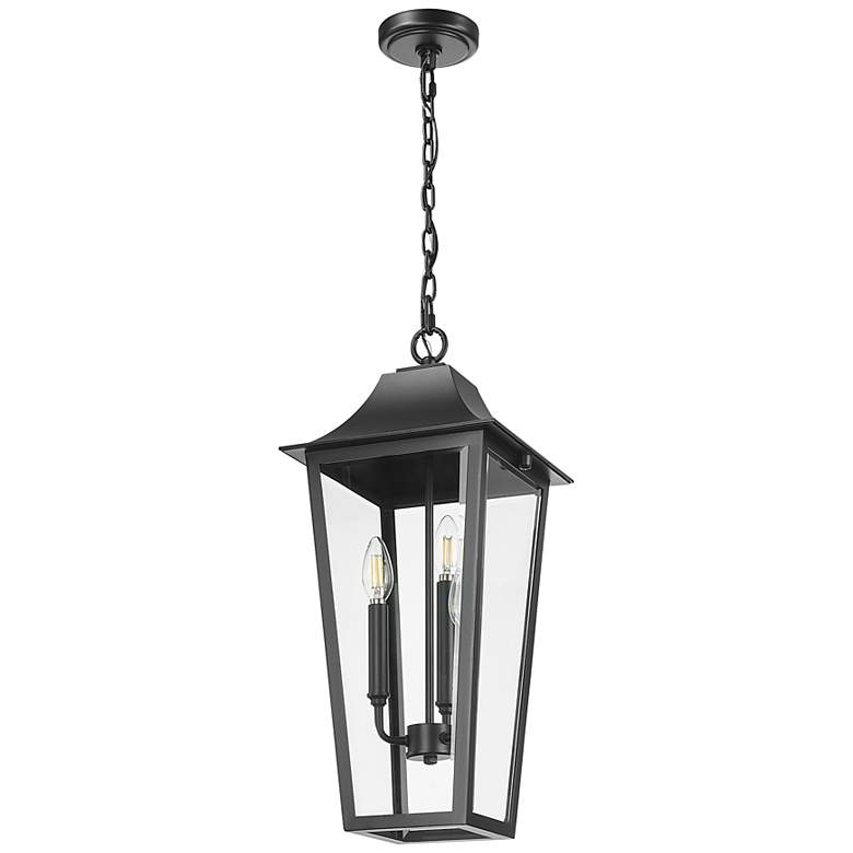 Image 7 Z-Lite Gannon 23" High Black 3-Light Outdoor Hanging Light more views