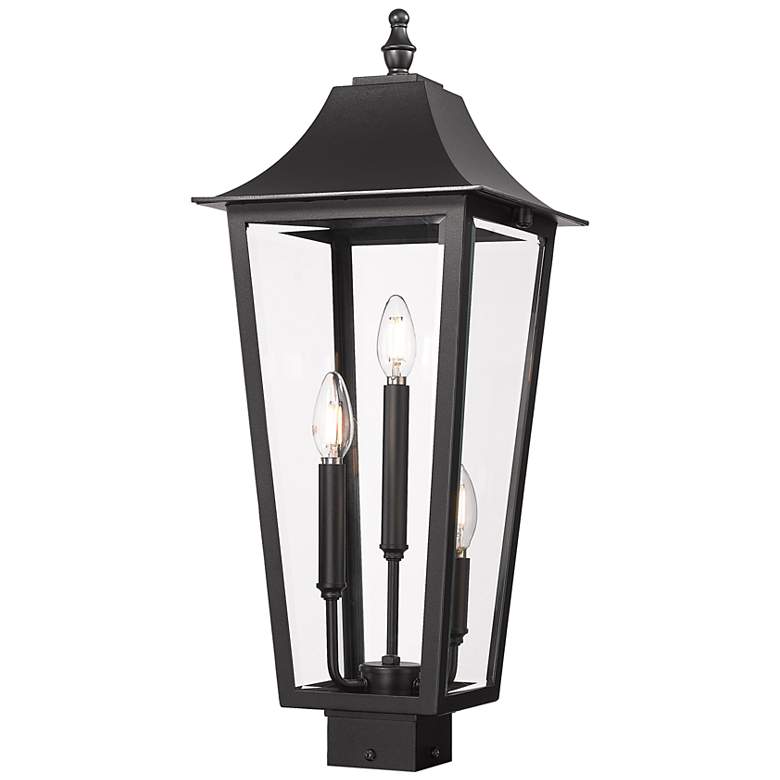 Image 1 Z-Lite Gannon 25 1/4" High Black 3-Light Outdoor Post Light