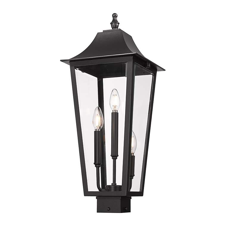 Image 2 Z-Lite Gannon 25 1/4" High Black 3-Light Outdoor Post Light more views
