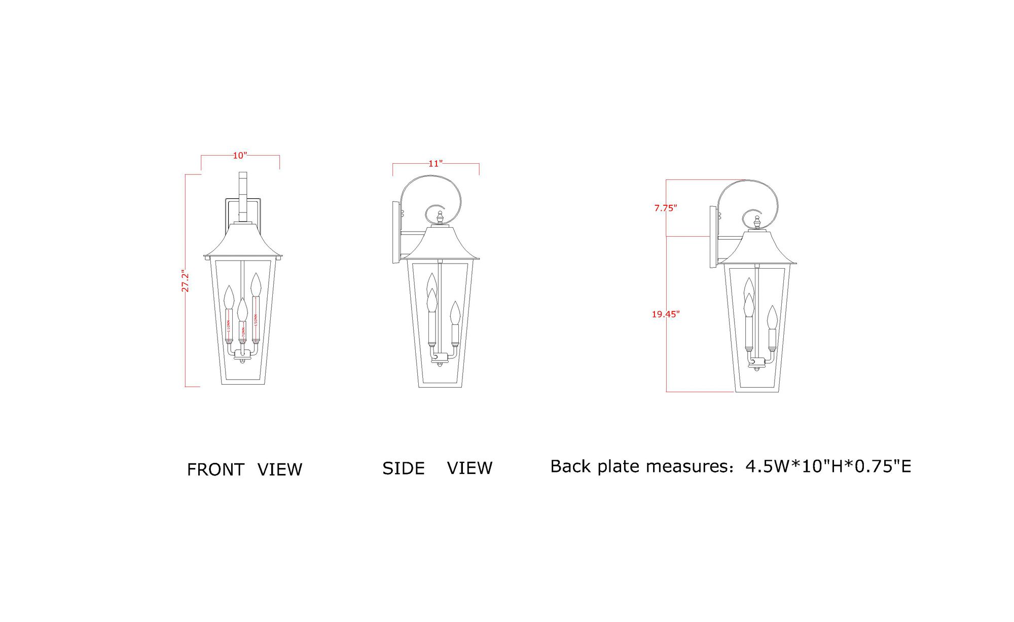 Z-Lite Gannon 27 1/4" High Black 3-Light Outdoor Wall Light in scene