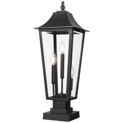 Z-Lite Gannon 27 3/4" High Black 3-Light Outdoor Pier Light
