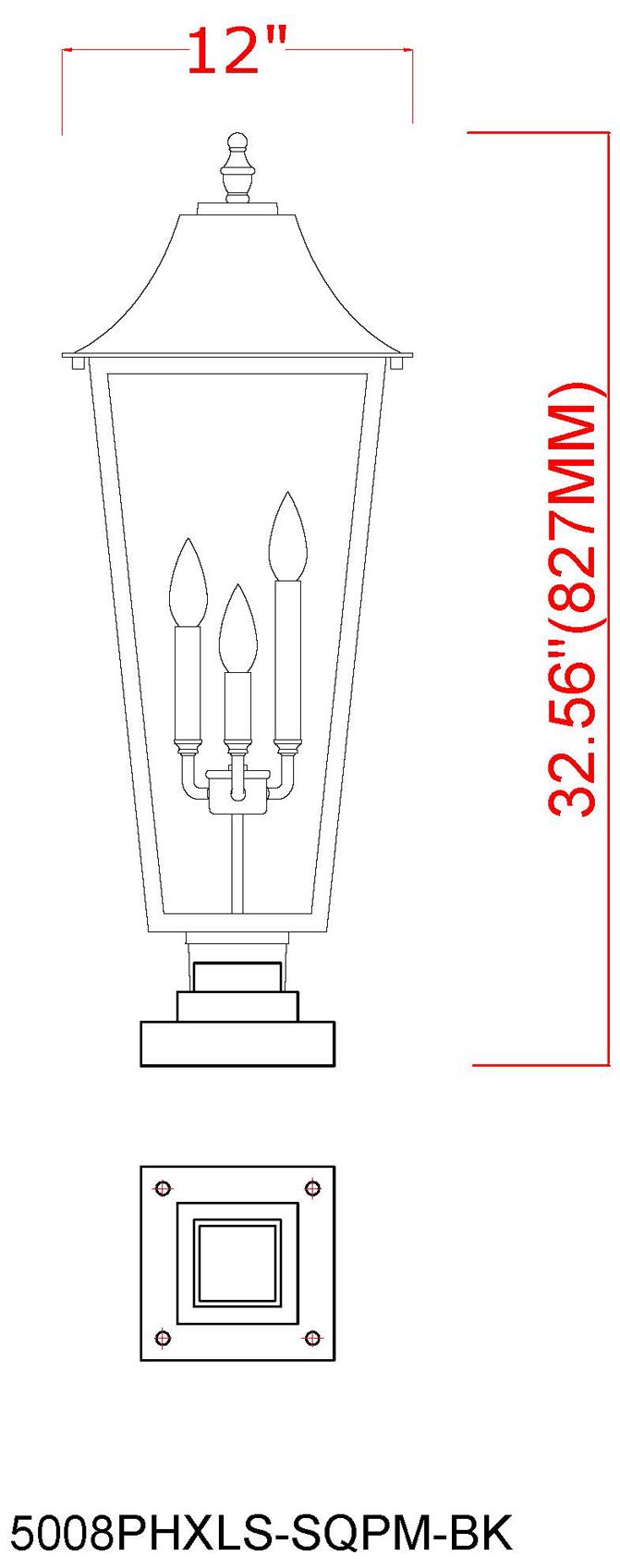 Z-Lite Gannon 32 1/2" High Black 3-Light Outdoor Pier Light