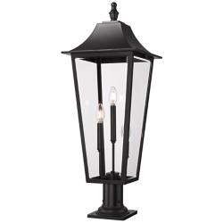 Z-Lite Gannon 33 1/2" High Black 3-Light Outdoor Pier Light