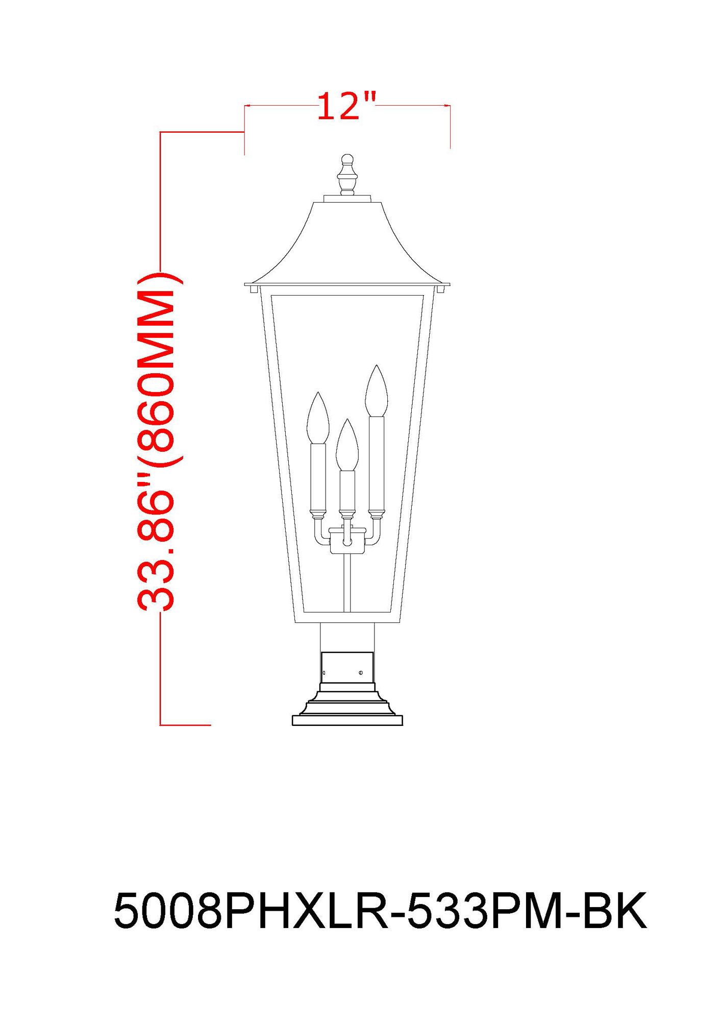 Z-Lite Gannon 33 1/2" High Black 3-Light Outdoor Pier Light