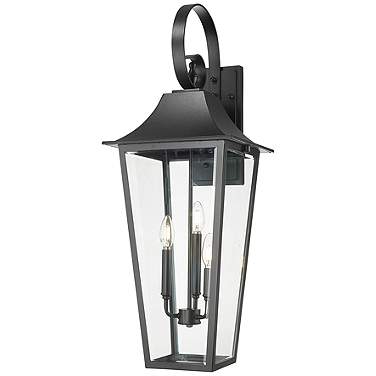 Z-Lite Gannon 33 1/4" High Black 3-Light Outdoor Wall Light