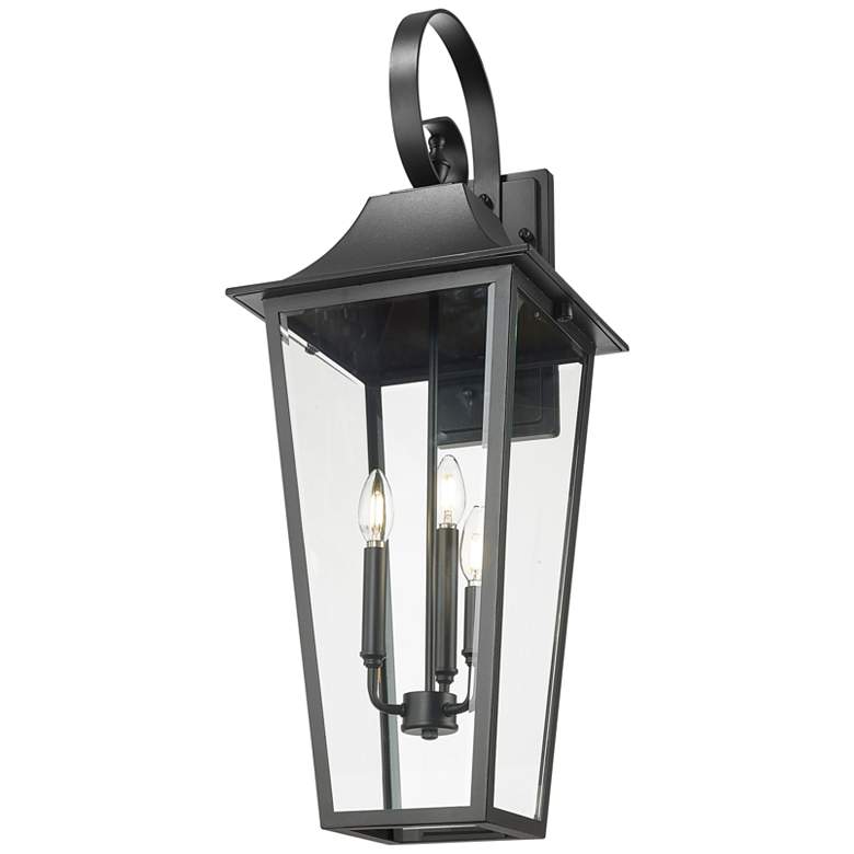 Image 4 Z-Lite Gannon 33 1/4" High Black 3-Light Outdoor Wall Light more views