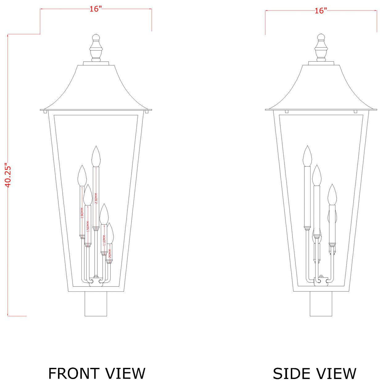 Z-Lite Gannon 40 1/4" High Black 5-Light Outdoor Post Light