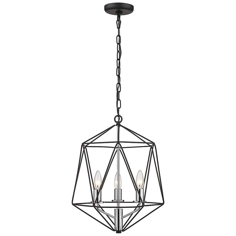 Image 2 Z-Lite Geo 14 1/4"W Matte Black and Chrome 3-Light Chandelier