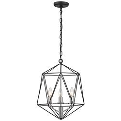 Z-Lite Geo 14 1/4"W Matte Black and Chrome 3-Light Chandelier