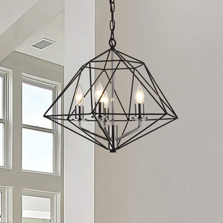 Image 1 Z-Lite Geo 14 1/4"W Matte Black and Chrome 3-Light Chandelier