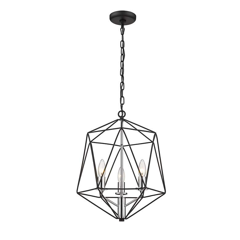 Image 5 Z-Lite Geo 14 1/4"W Matte Black and Chrome 3-Light Chandelier more views