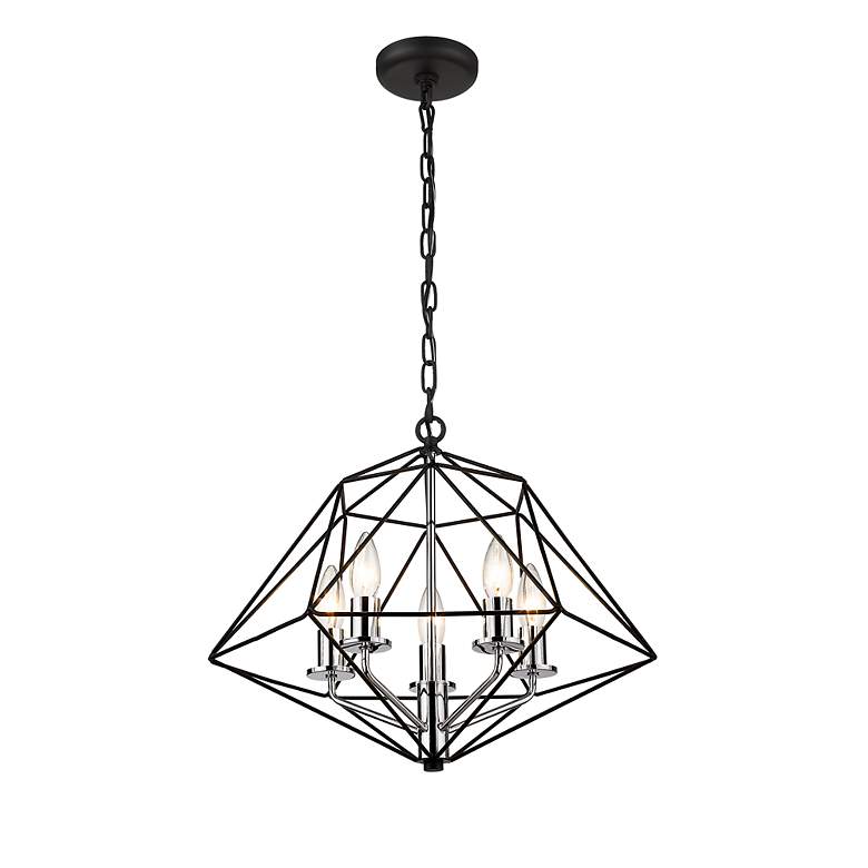 Image 6 Z-Lite Geo 14 1/4"W Matte Black and Chrome 3-Light Chandelier more views