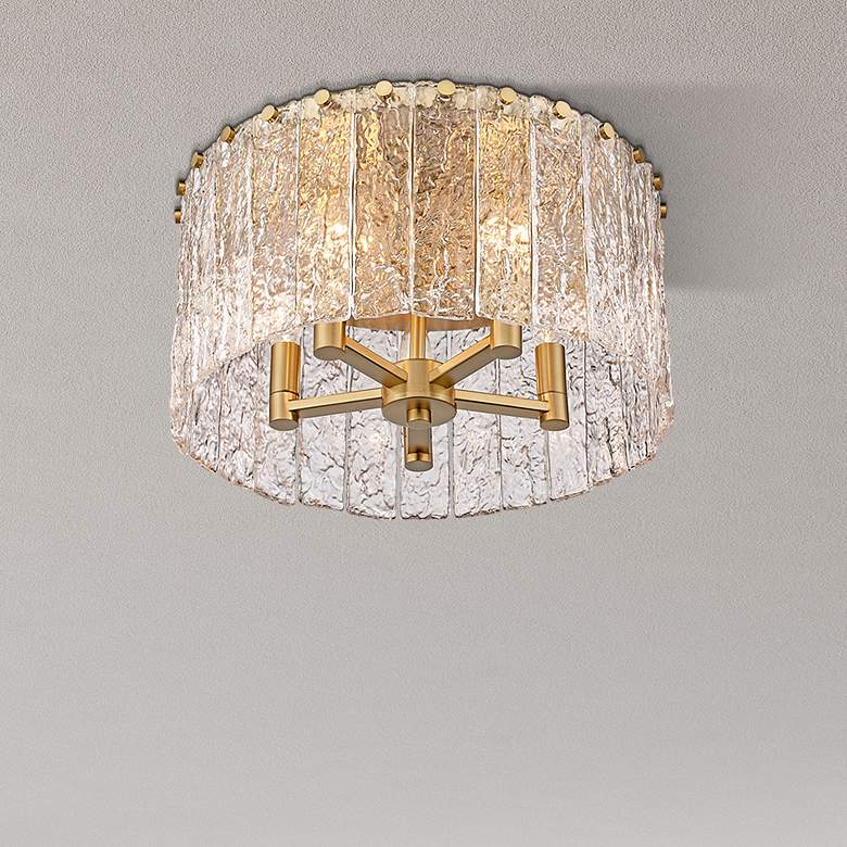 Image 2 Z-Lite Glacier 16 3/4" Modern Gold Textured Glass Ceiling Light