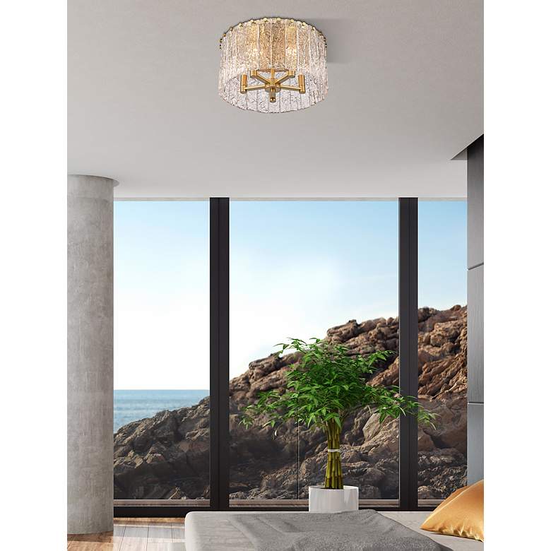 Image 5 Z-Lite Glacier 16 3/4" Modern Gold Textured Glass Ceiling Light more views