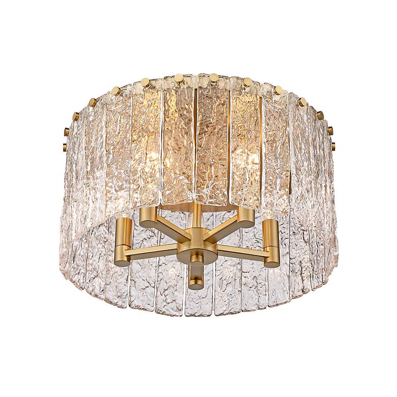 Image 6 Z-Lite Glacier 16 3/4" Modern Gold Textured Glass Ceiling Light more views