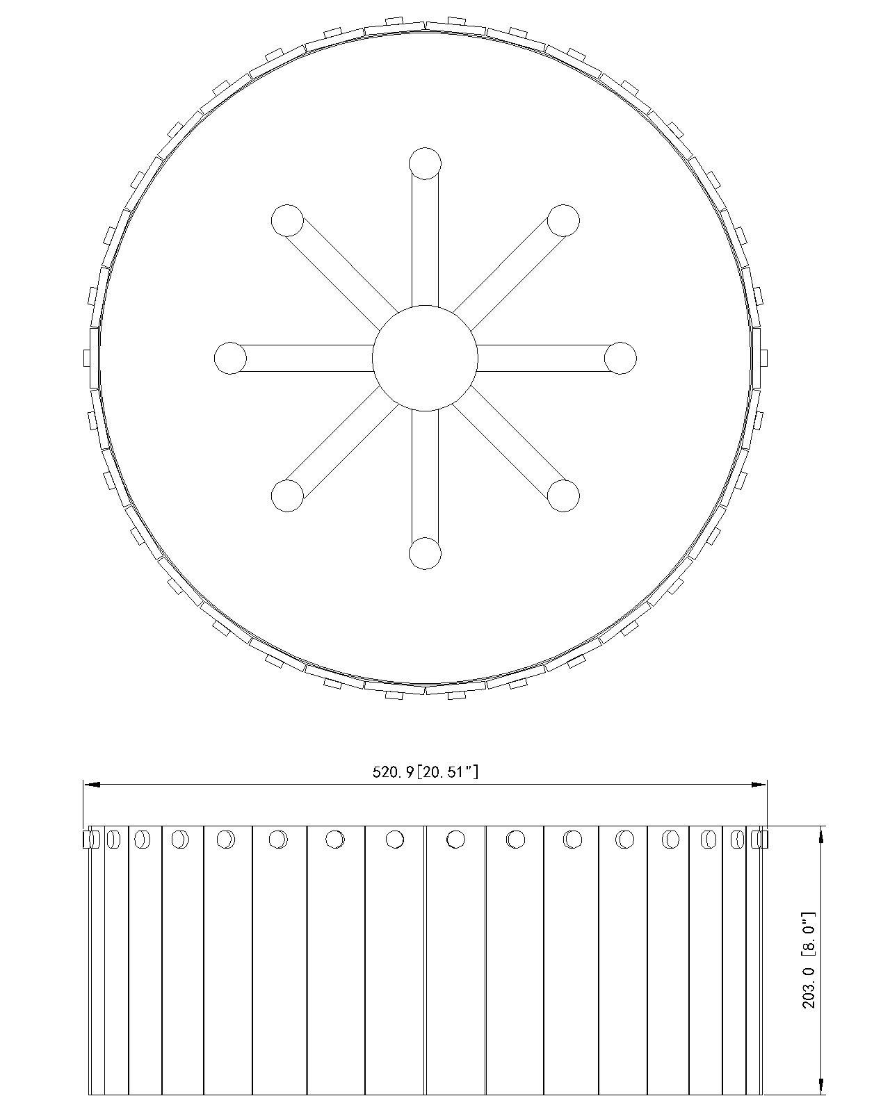 Z-Lite Glacier 20 3/4" Wide Matte Black 8-Light Ceiling Light in scene