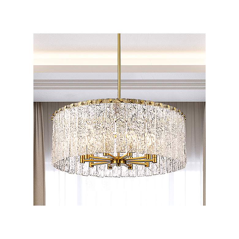 Image 2 Z-Lite Glacier 26 3/4" Wide Modern Gold Glass 10-Light Drum Pendant