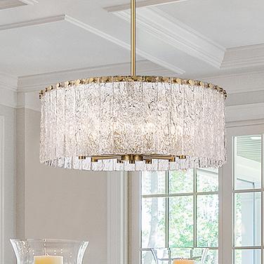 Z-Lite Glacier 26 3/4" Wide Modern Gold Glass 10-Light Drum Pendant