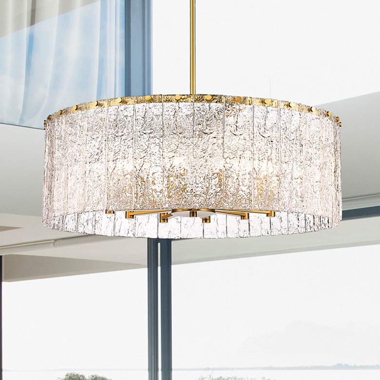 Image 2 Z-Lite Glacier 32 1/2" Modern Gold 12-Light Textured Glass Pendant