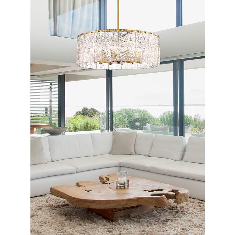 Image 5 Z-Lite Glacier 32 1/2" Modern Gold 12-Light Textured Glass Pendant more views