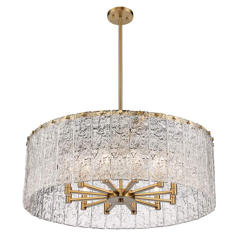 Image 6 Z-Lite Glacier 32 1/2" Modern Gold 12-Light Textured Glass Pendant more views