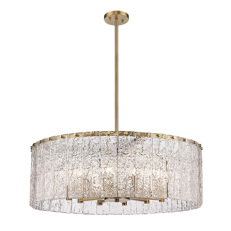Image 7 Z-Lite Glacier 32 1/2" Modern Gold 12-Light Textured Glass Pendant more views