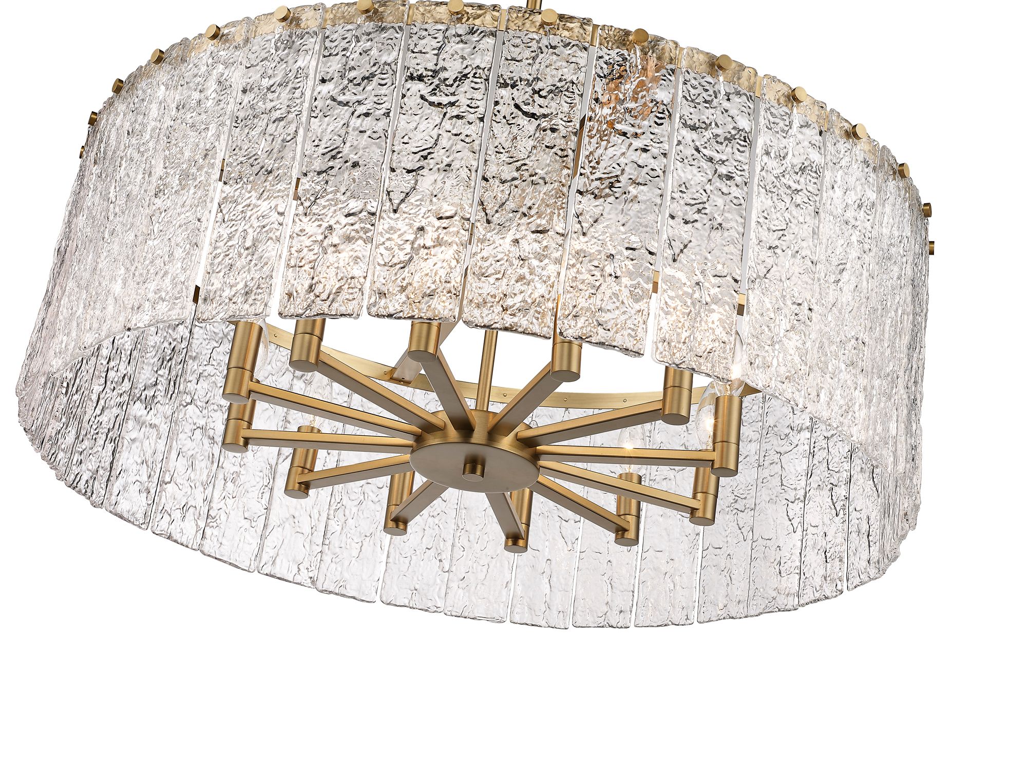 Z-Lite Glacier 32 1/2" Modern Gold 12-Light Textured Glass Pendant in scene