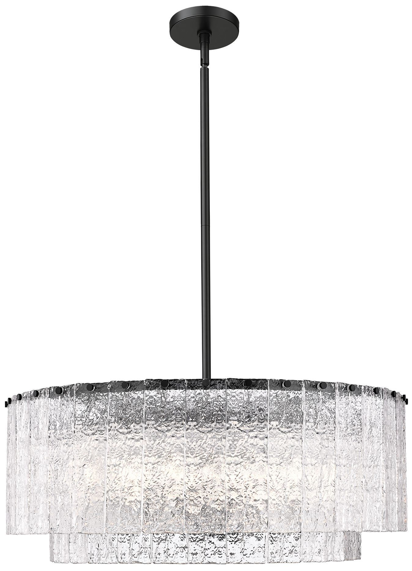 Z-Lite Glacier 33"W Matte Black 2-Layer Drum Pendant Light