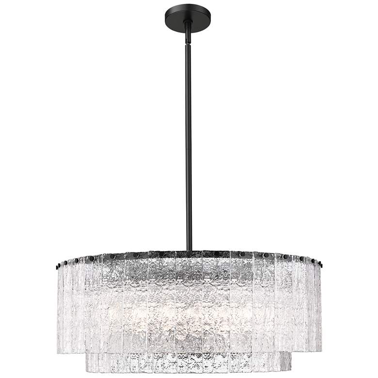 Image 1 Z-Lite Glacier 33"W Matte Black 2-Layer Drum Pendant Light