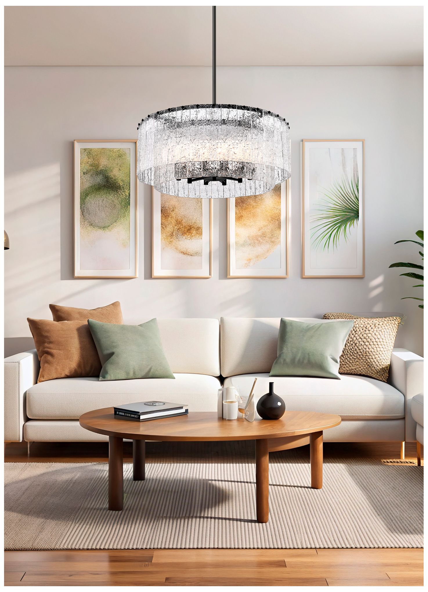 Image 2 Z-Lite Glacier 33"W Matte Black 2-Layer Drum Pendant Light more views