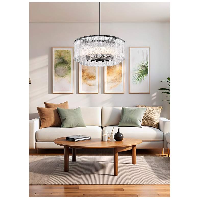 Image 2 Z-Lite Glacier 33"W Matte Black 2-Layer Drum Pendant Light more views
