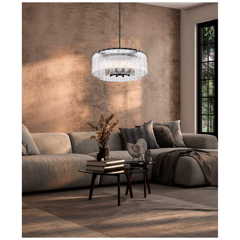 Image 3 Z-Lite Glacier 33"W Matte Black 2-Layer Drum Pendant Light more views