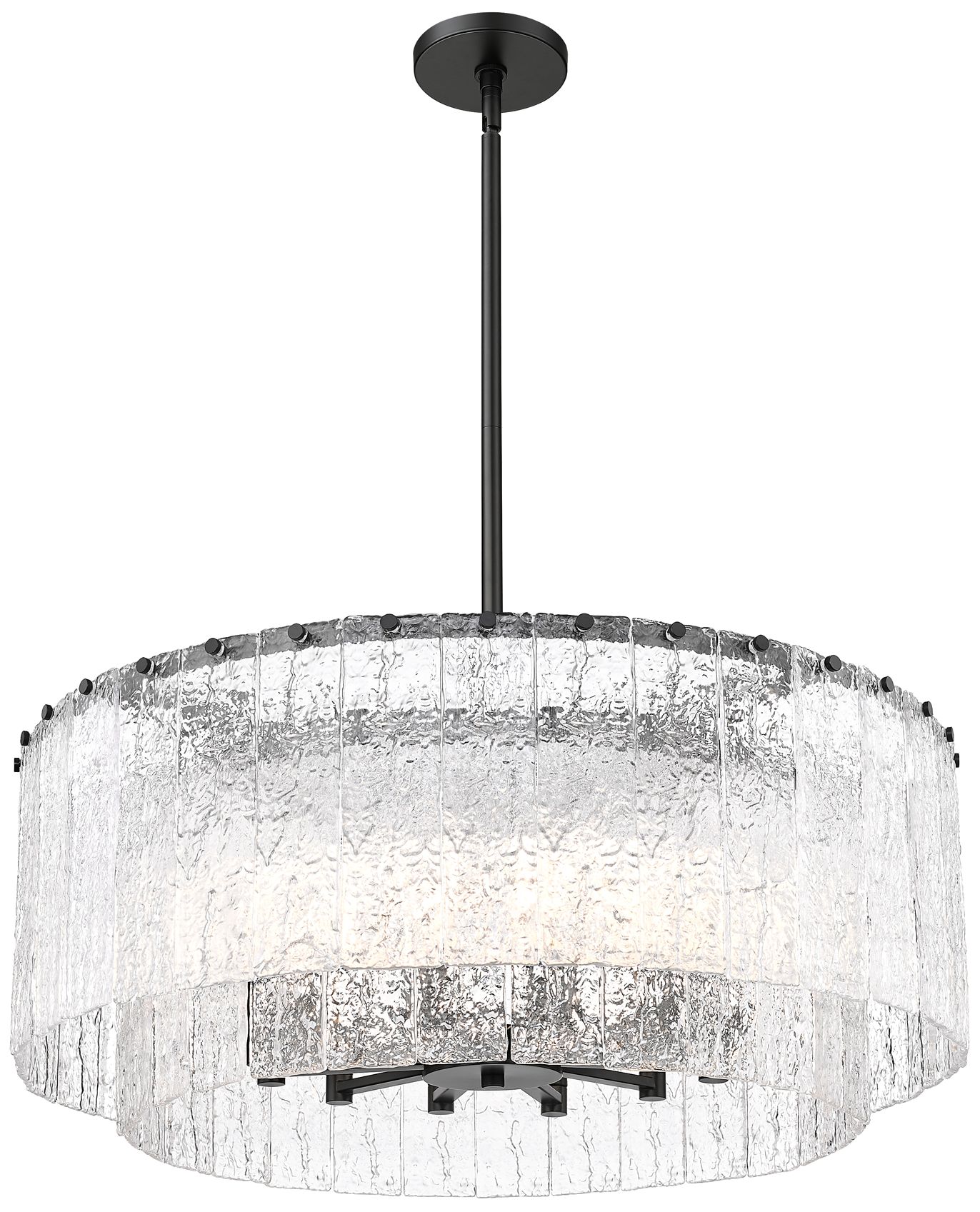 Image 4 Z-Lite Glacier 33"W Matte Black 2-Layer Drum Pendant Light more views