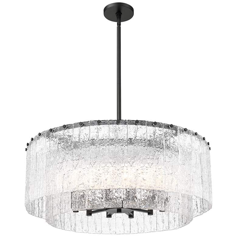 Image 4 Z-Lite Glacier 33"W Matte Black 2-Layer Drum Pendant Light more views