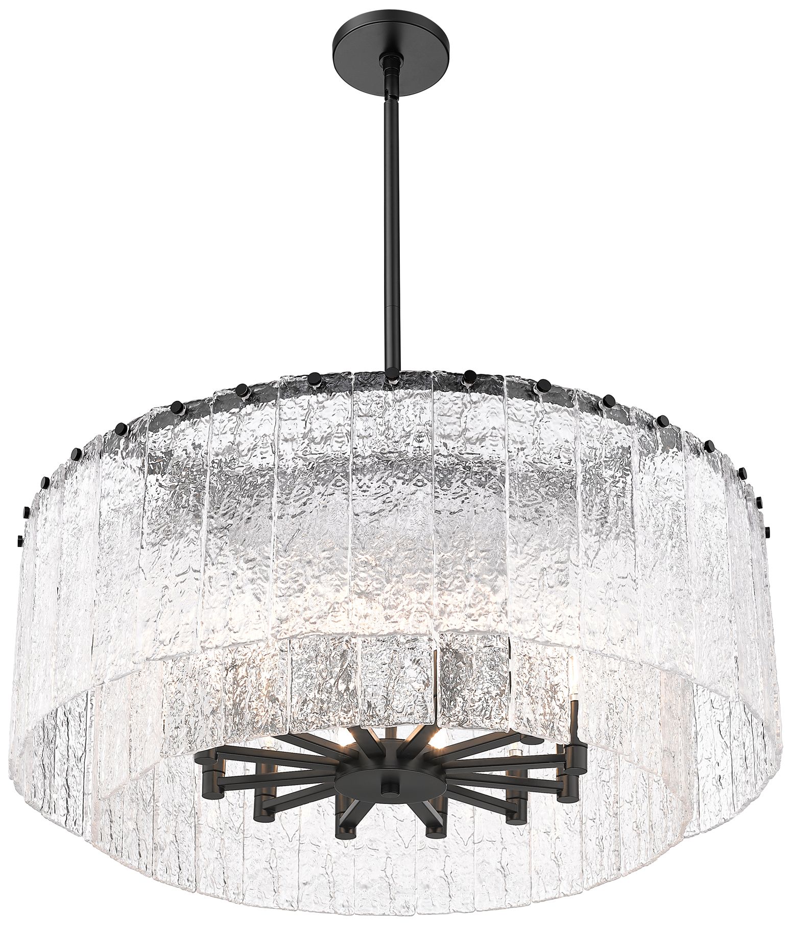Image 5 Z-Lite Glacier 33"W Matte Black 2-Layer Drum Pendant Light more views