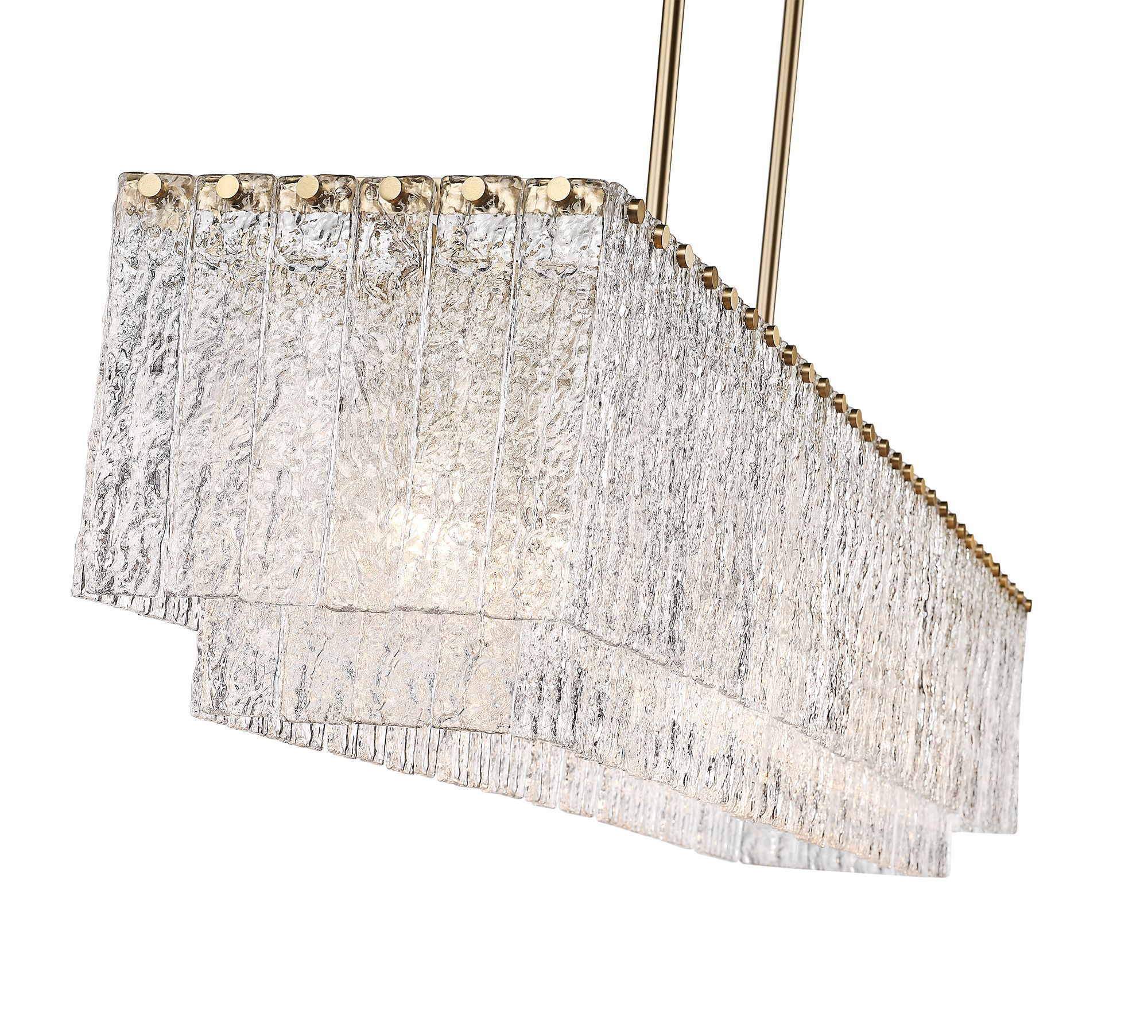 Z-Lite Glacier 53 1/2" 7-Light Modern Glass and Gold Linear Chandelier in scene