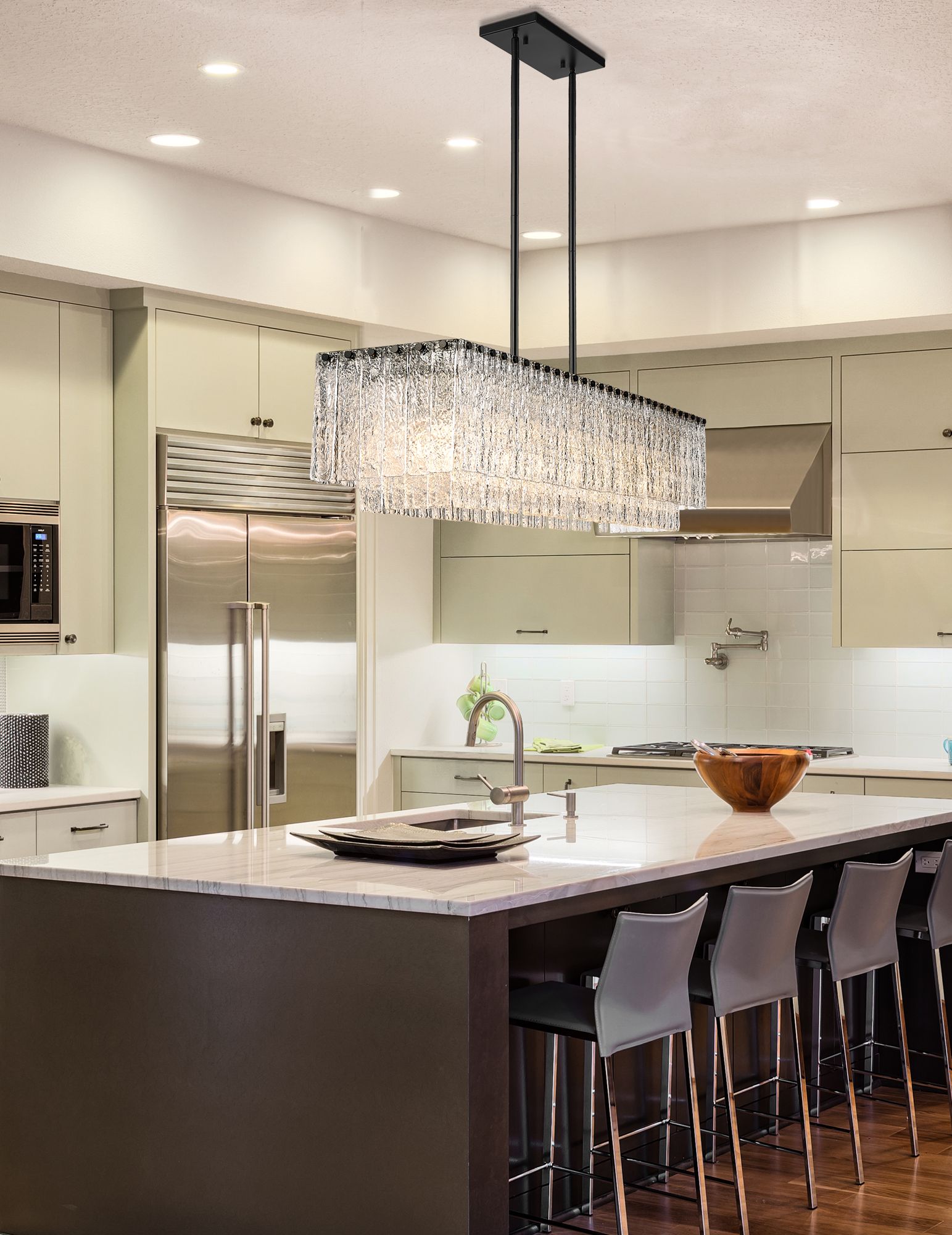 Z-Lite Glacier 53 1/2" Wide Matte Black 7-Light Linear Chandelier in scene