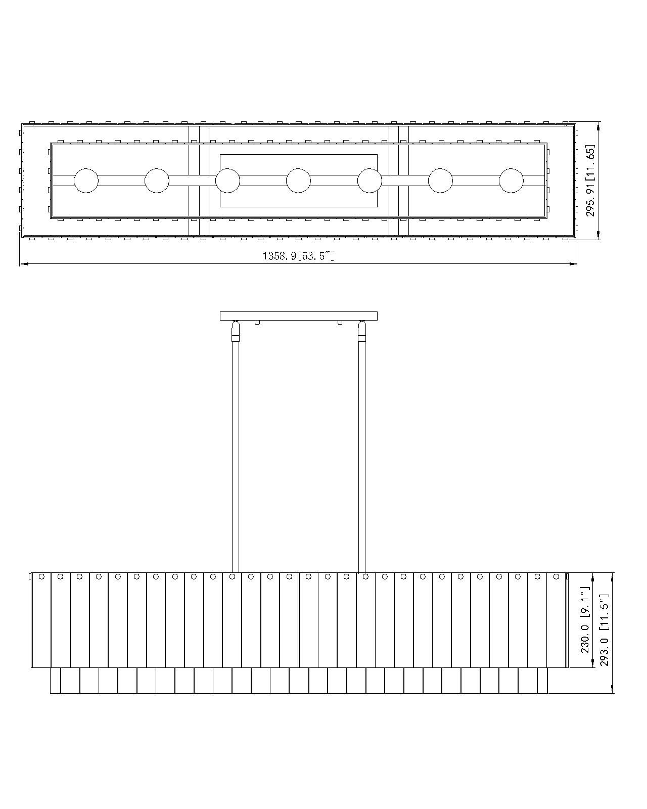 Z-Lite Glacier 53 1/2" Wide Matte Black 7-Light Linear Chandelier in scene