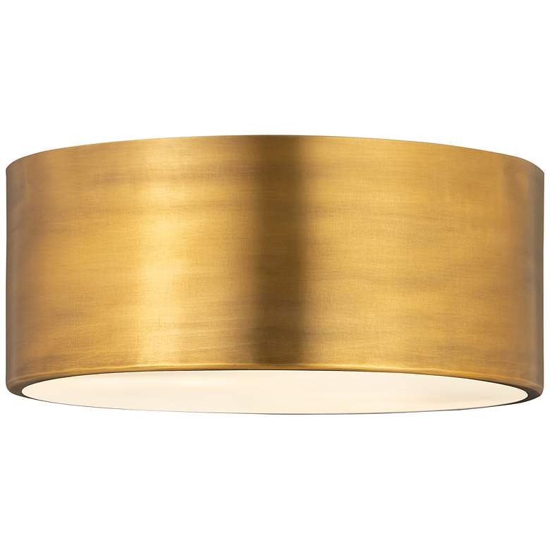 Image 3 Z-Lite Harley 12" Wide Rubbed Brass Drum Ceiling Light