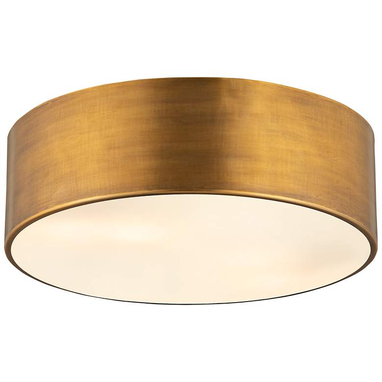 Image 5 Z-Lite Harley 16" Wide Rubbed Brass Drum Ceiling Light more views